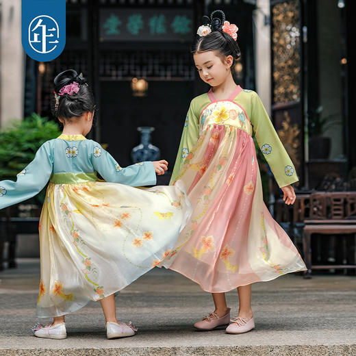 【M】年衣云锦芳华女童汉服春秋新款儿童表演演出服云锦芳华汉服裙 商品图1