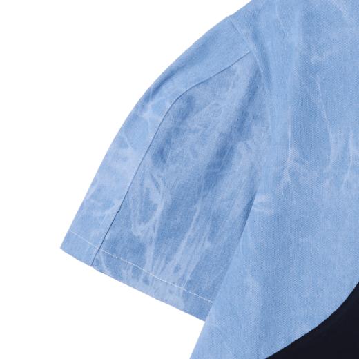 T1539夏季新款拼接扎染牛仔男士短袖时尚潮流休闲上衣宽松百搭T恤 商品图5