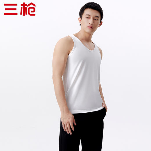 Threegun三枪 【高支新疆长绒棉】圆领男士无袖背心打底衫-30579A211 商品图3
