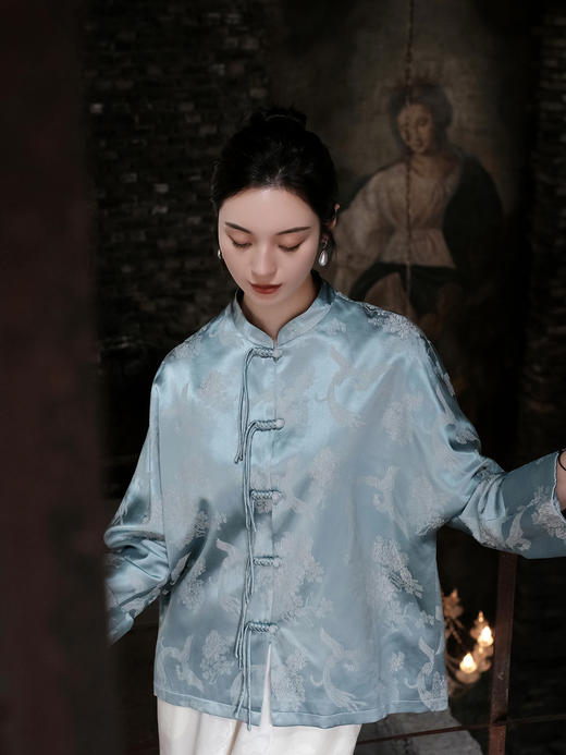 瑕疵|盛唐婧 |真丝火凤凰蓝外套[特价品](特殊商品不退不换) 商品图1