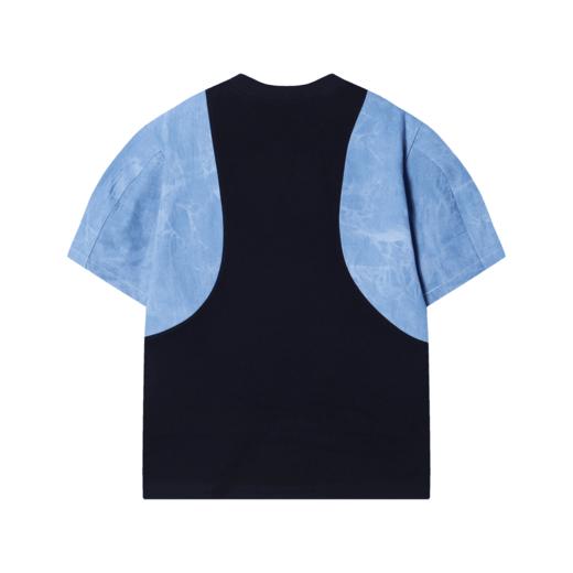 T1539夏季新款拼接扎染牛仔男士短袖时尚潮流休闲上衣宽松百搭T恤 商品图2