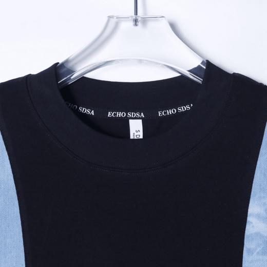 T1539夏季新款拼接扎染牛仔男士短袖时尚潮流休闲上衣宽松百搭T恤 商品图3