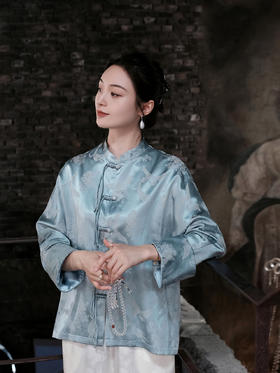 瑕疵|盛唐婧 |真丝火凤凰蓝外套[特价品](特殊商品不退不换)