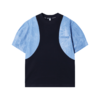 T1539夏季新款拼接扎染牛仔男士短袖时尚潮流休闲上衣宽松百搭T恤 商品缩略图1