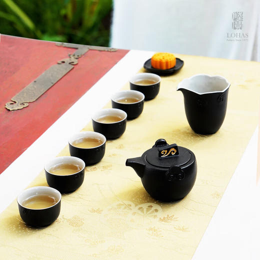 陆宝台湾茶具整套 陶瓷高档家用功夫茶具套装茶壶茶杯礼盒装 称心如意 禅风黑 9件（仅1套，无货退款 商品图0