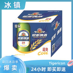 青岛银麦超爽8度  黄啤酒  500ml/瓶*12 即买即送