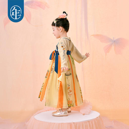 年衣女童汉服春秋儿童连衣裙古装襦裙唐装宝宝玉兔装年年牧场雪兔汉服连衣裙 商品图3