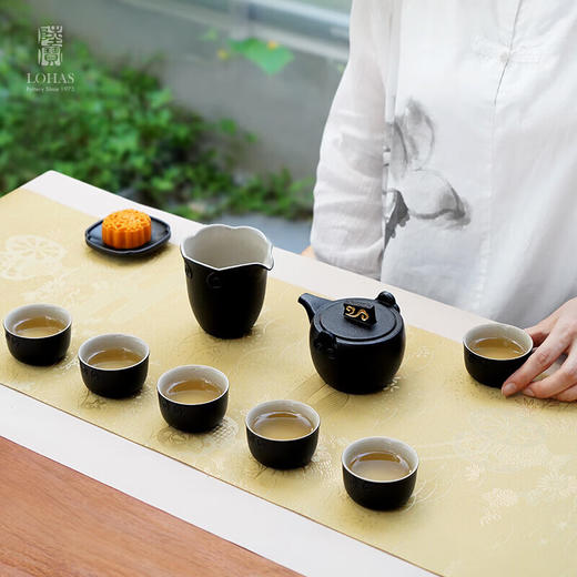 陆宝台湾茶具整套 陶瓷高档家用功夫茶具套装茶壶茶杯礼盒装 称心如意 禅风黑 9件（仅1套，无货退款 商品图2
