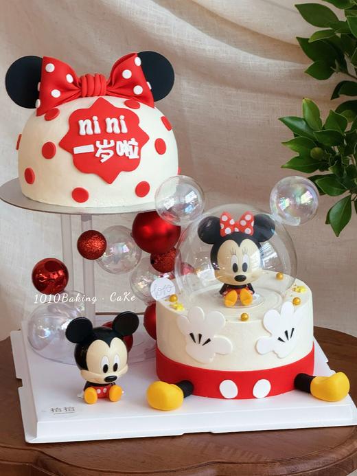 「米奇米妮·悬浮蛋糕」名字岁数可改·翻糖巧克力·100%动物奶油（附图6寸+6寸·提前7天预订） 商品图0