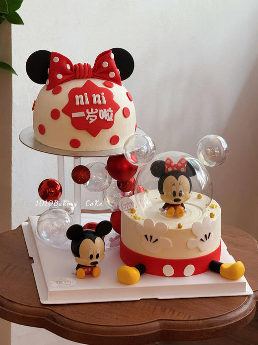 「米奇米妮·悬浮蛋糕」名字岁数可改·翻糖巧克力·100%动物奶油（附图6寸+6寸·提前7天预订） 商品图6