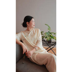 【抖音专属】斜襟连衣裙（24707851-米汤娇）