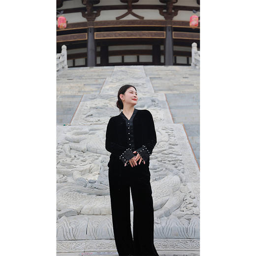 【抖音专属】定风波-阔腿裤（23809790-墨染） 商品图0