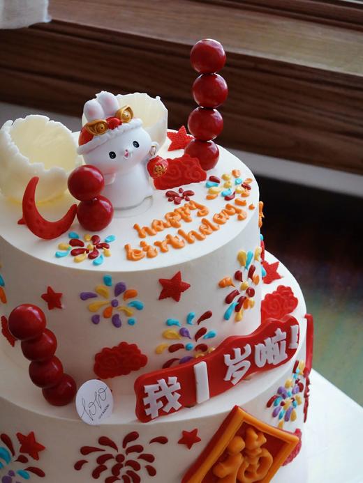 「小兔子·国风」岁数可改·翻糖巧克力·100%动物奶油（附图6+8寸双层·提前3天预订） 商品图5