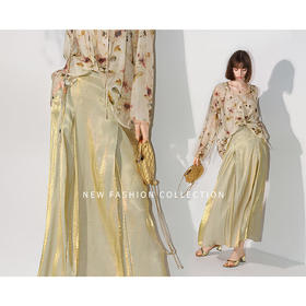 COCOBELLA液态流光奢感人丝半身裙女气质通勤气质长裙HS0047