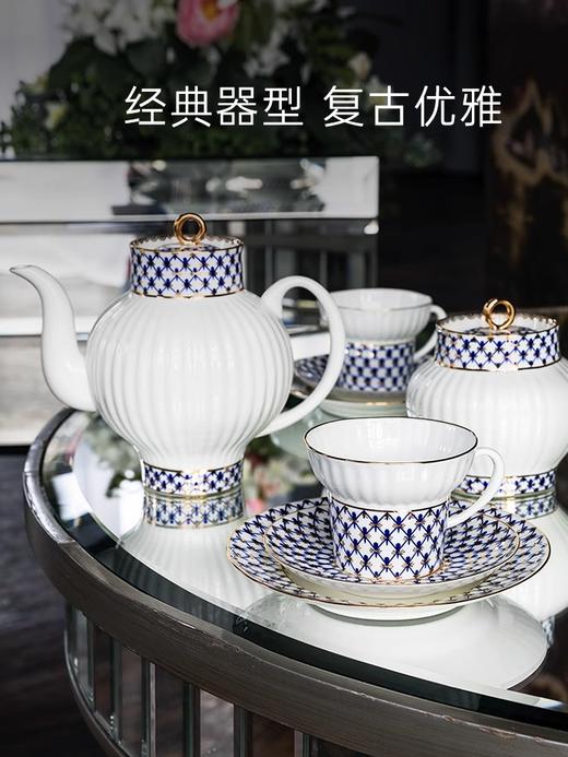 俄皇LOMONOSOV瓷白钴蓝系列咖啡杯碟欧式轻奢下午茶茶具套装礼盒  商品图2