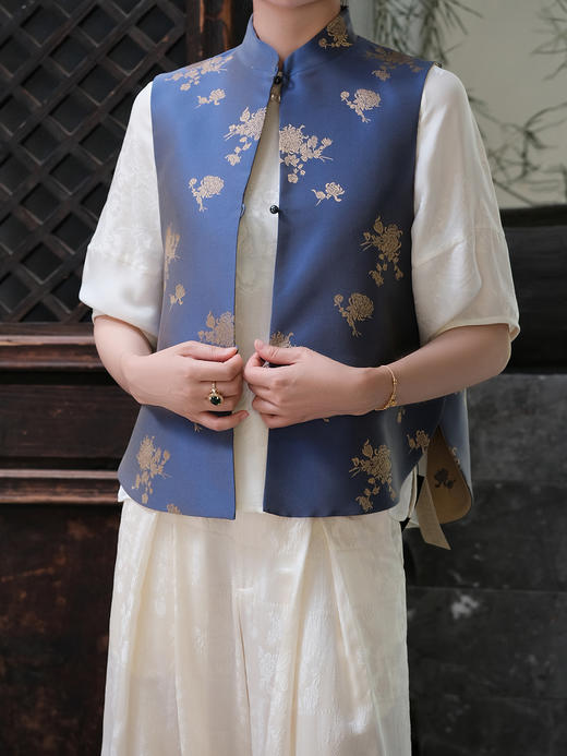 瑕疵| 盛唐牡丹 |双面穿真丝花蕾缎马甲[特价品](特殊商品不退不换) 商品图2