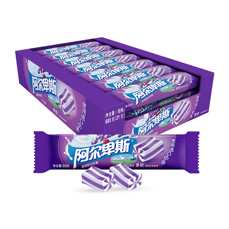 阿尔卑斯 牛奶软糖(葡萄酸奶味)33g*21条单盒