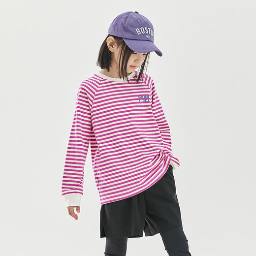 cicochild新款童装秋季简约百搭长袖条纹T恤高支双股纱上衣 商品图2