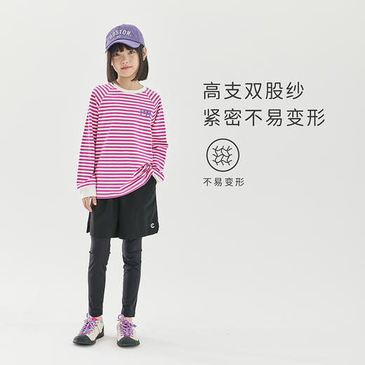 cicochild新款童装秋季简约百搭长袖条纹T恤高支双股纱上衣 商品图1