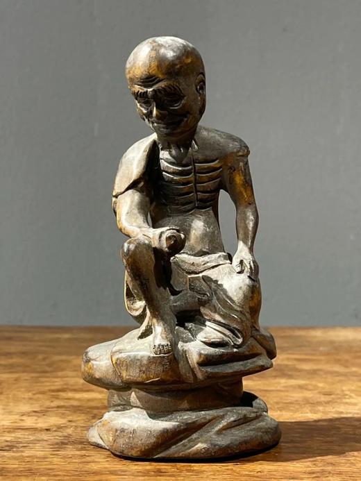 黄杨木雕奇石上達摩自在坐像，顺丰包邮 商品图0