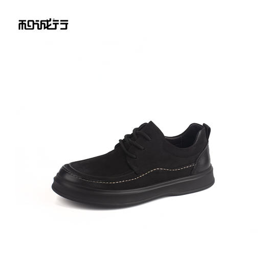 和诚行 2024秋冬新款真皮商务休闲皮鞋男舒适百搭系带皮鞋0660212 商品图1