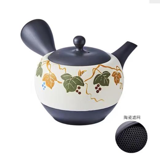 日本进口常滑烧富士山樱花名家侧把单个纯手工茶壶290cc(玉光作)硕果葡萄茶壶290ml（昭萠作） 商品图9