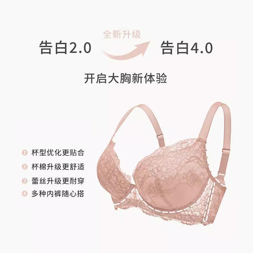 奶糖派大杯文胸告白分胸型4.0经典款撞色防下垂蕾丝上托大胸内衣 商品图4