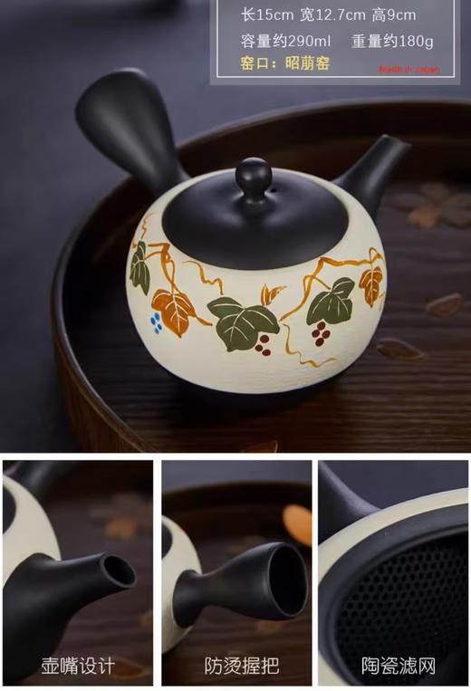 日本进口常滑烧富士山樱花名家侧把单个纯手工茶壶290cc(玉光作)硕果葡萄茶壶290ml（昭萠作） 商品图5