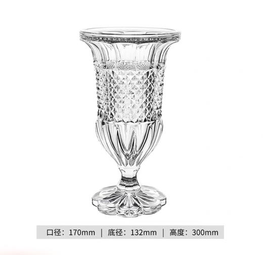 捷克原装进口水晶玻璃花瓶BOHEMIA 欧式复古高脚花瓶果盘客厅摆件波西米亚欧式钻石纹高脚花瓶30cm高脚果斗 商品图1