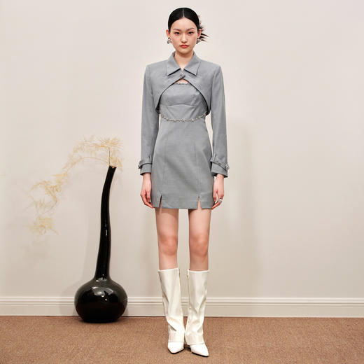 玛克门店发货：通勤风烟灰色外搭连衣裙MC88DR557A50 商品图3