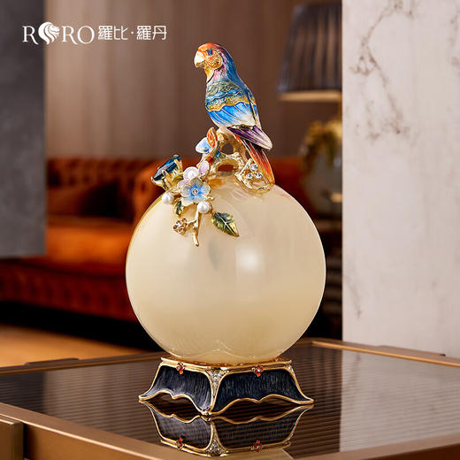 【样品6.5折，无原包装仅1件，无货退款】罗比罗丹鹦鹉可发光摆件珐琅彩工艺家居饰品床头小饰品【不支持补差，非质量问题不退不换】S 商品图3