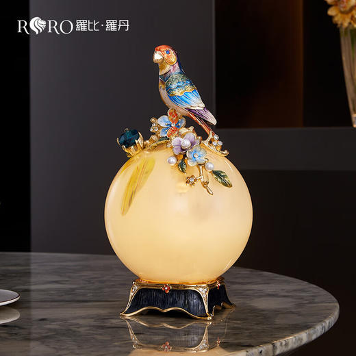 【样品6.5折，无原包装仅1件，无货退款】罗比罗丹鹦鹉可发光摆件珐琅彩工艺家居饰品床头小饰品【不支持补差，非质量问题不退不换】S 商品图2