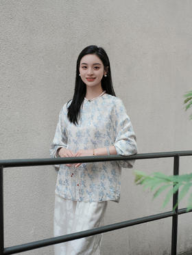 盛唐牡丹 |凤戏牡丹真丝提花上衣