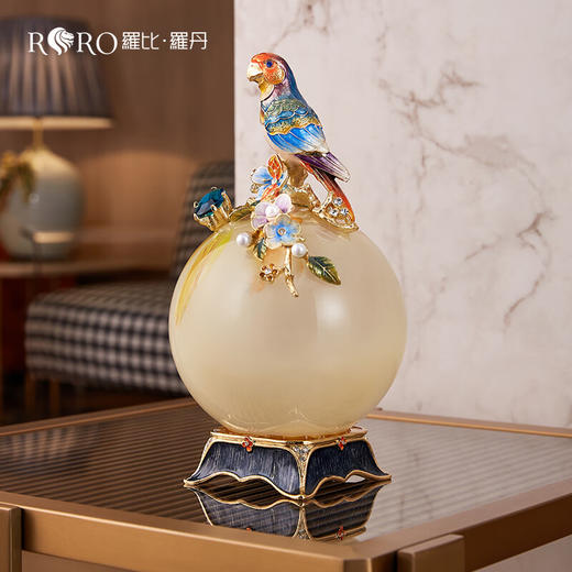 【样品6.5折，无原包装仅1件，无货退款】罗比罗丹鹦鹉可发光摆件珐琅彩工艺家居饰品床头小饰品【不支持补差，非质量问题不退不换】S 商品图1