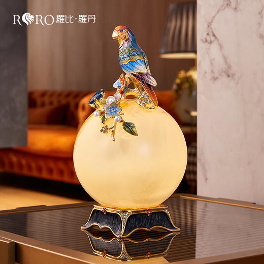 【样品6.5折，无原包装仅1件，无货退款】罗比罗丹鹦鹉可发光摆件珐琅彩工艺家居饰品床头小饰品【不支持补差，非质量问题不退不换】S 商品图5