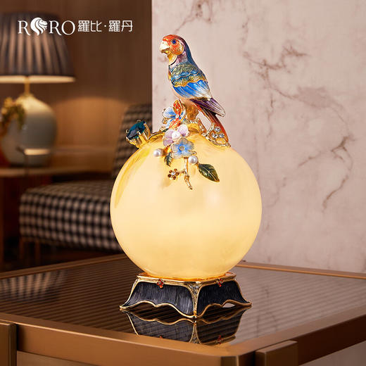 【样品6.5折，无原包装仅1件，无货退款】罗比罗丹鹦鹉可发光摆件珐琅彩工艺家居饰品床头小饰品【不支持补差，非质量问题不退不换】S 商品图0