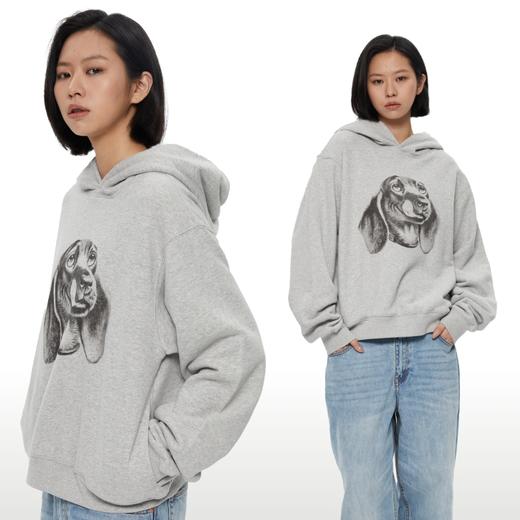 WassupHouse写实腊肠犬印花插袋短宽连帽卫衣 商品图4