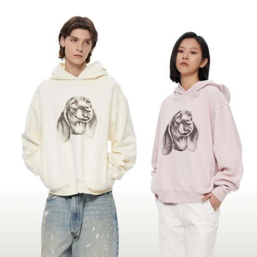 WassupHouse写实腊肠犬印花插袋短宽连帽卫衣 商品图3