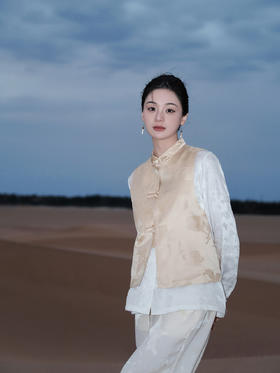 盛唐婧 |中式国风鸢尾花库缎马甲