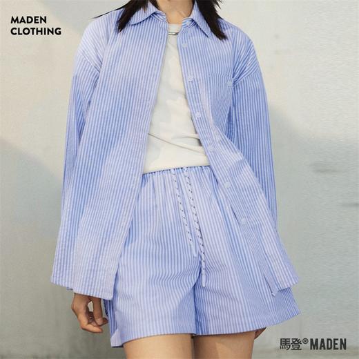 马登女装 日系纹休闲短裤A字版纯棉宽松显瘦高腰运动阔腿裤 商品图0