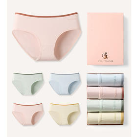 芬腾中腰内裤【4条盒装】全棉纯色女士透气日系短裤纯棉三角裤头