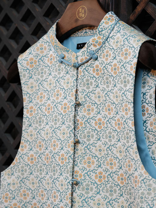 盛唐婧 |好运莲莲新中式宋锦对襟马甲 商品图3