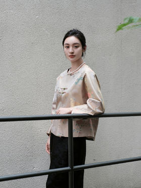 盛唐婧 |真丝宋锦梅花鹿对襟外套