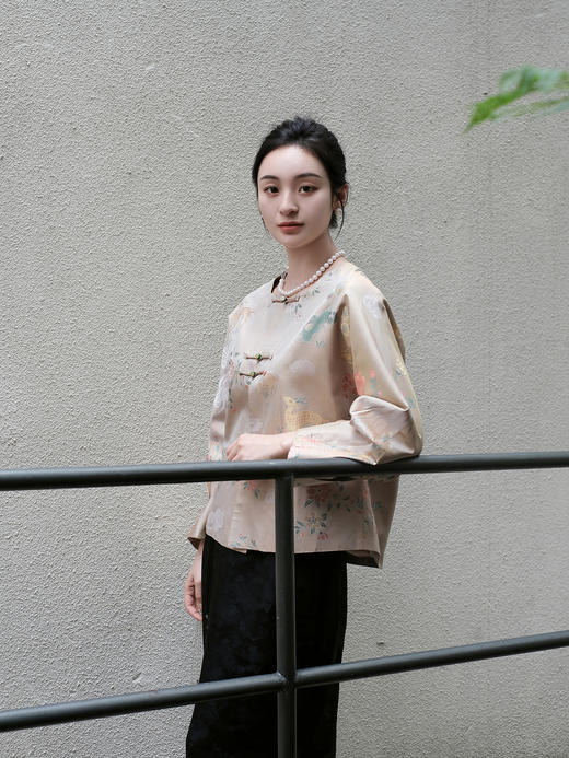 盛唐婧 |真丝宋锦梅花鹿对襟外套 商品图0