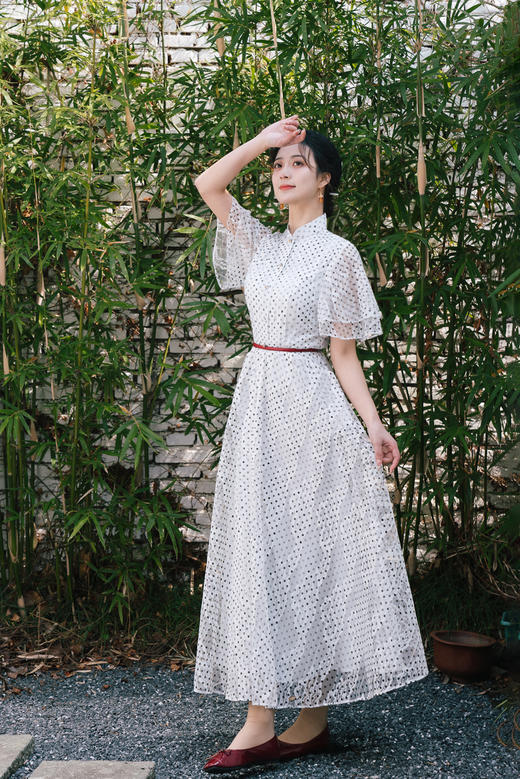 荷言GL 烟淼 维多利亚新中式复刻蕾丝旗袍长裙（无腰带）） 商品图2