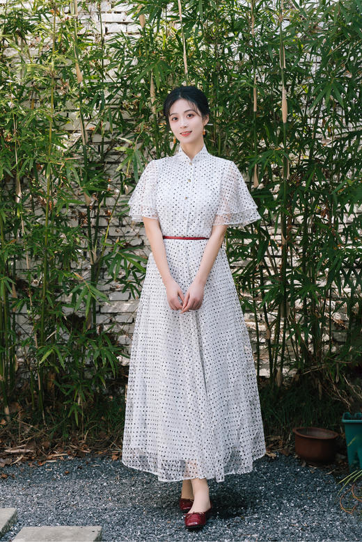 荷言GL 烟淼 维多利亚新中式复刻蕾丝旗袍长裙（无腰带）） 商品图3