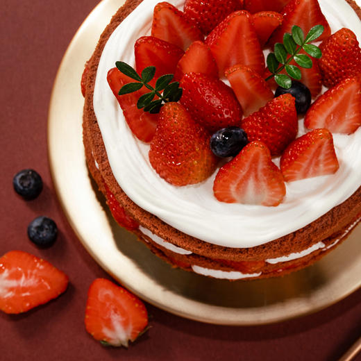 【草莓果果】红丝绒鲜果裸蛋糕 商品图1