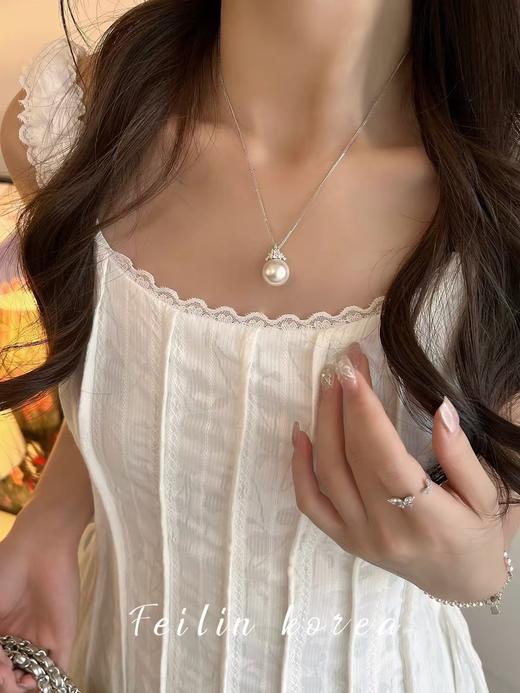 冰雪女王施华洛姆贝珍珠项链耳钉套装 商品图5