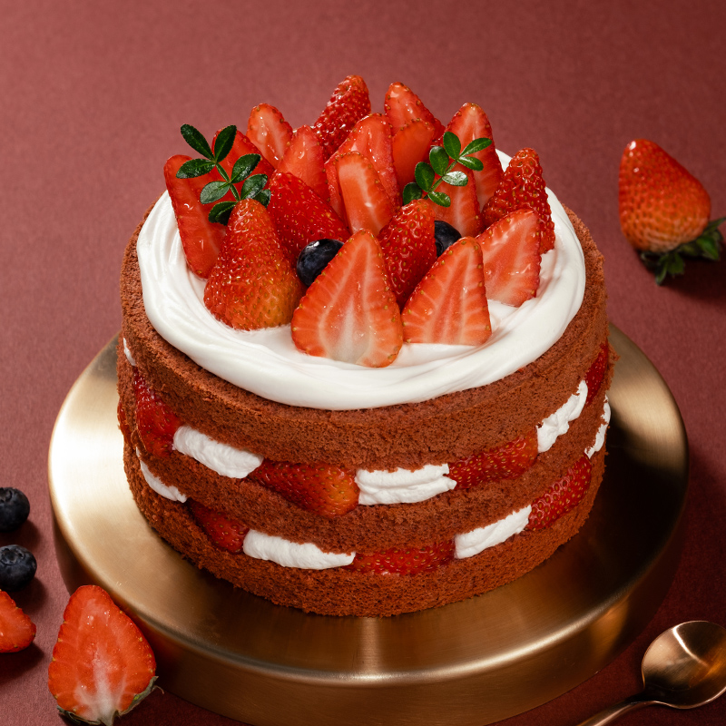 【草莓果果】红丝绒鲜果裸蛋糕