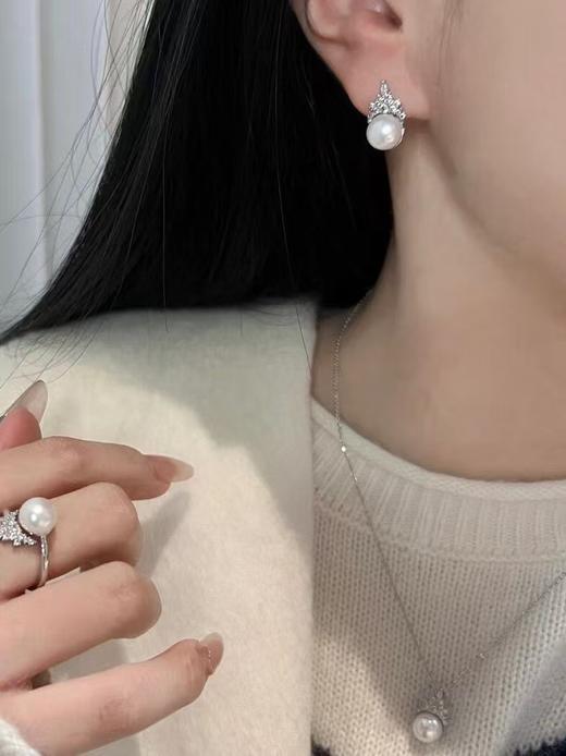 冰雪女王施华洛姆贝珍珠项链耳钉套装 商品图8